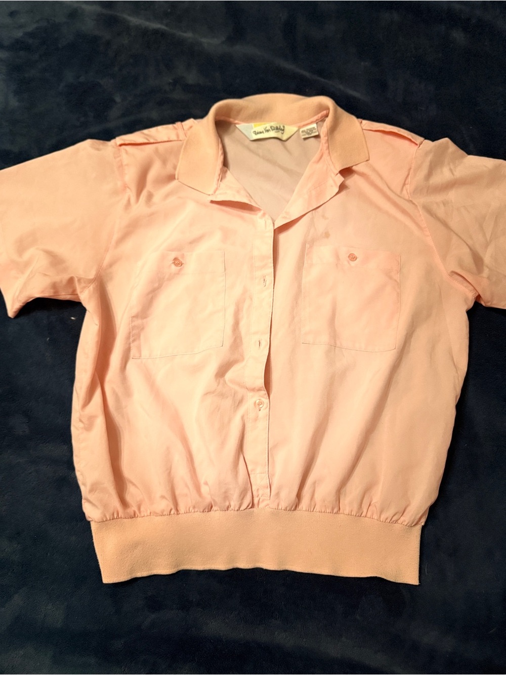 DVF Diane Von Furstenberg Vintage Peach Button Shirt Knit Hem Large SEE PICS